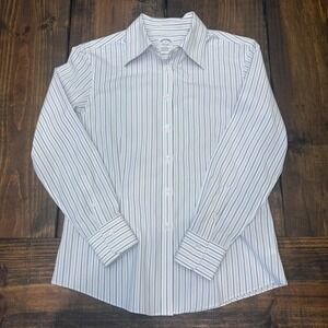 Brooks Brothers Fitted Non Iron Stretch Striped Button Down Shirt Womens Size 4